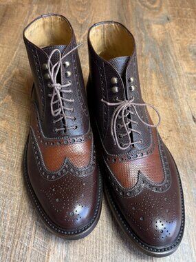 Antonio Maurizi Wingtip Brown Lace Up Boots Sz 10/43 EU Lavorazione Blake Rapid